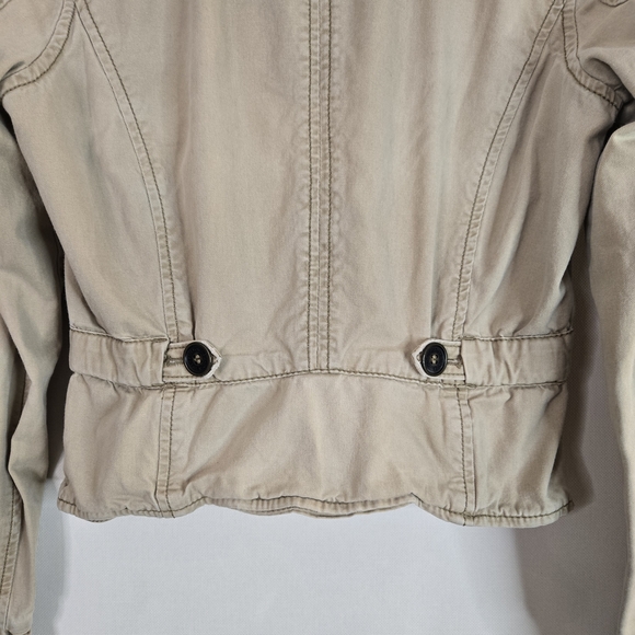 Abercrombie & Fitch Women's Size M Crop Military Tan Button Up Jacket - Picture 12 of 13